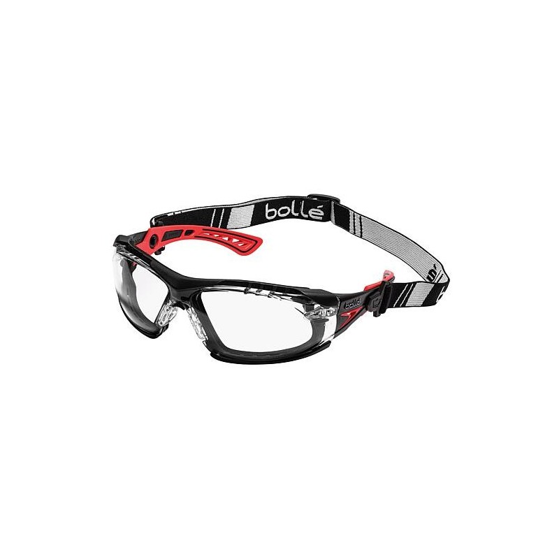 Lunettes de protection RUSH+ avec serre-tête, monture rouge / noire - PC transparent RUSHPFSPSI