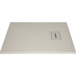 Receveur de douche Lendou 1000 x 35 x 800 mm avec structure en bois fonte minérale beige mat, écoul. 90 mm