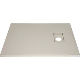 Receveur de douche Lendou 1000 x 35 x 800 mm avec structure en bois fonte minérale beige mat, écoul. 90 mm