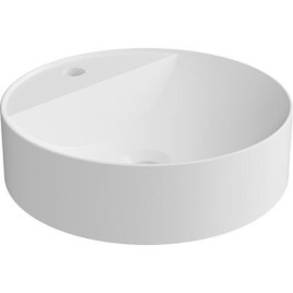 Vasque à poser Serido Ø x H : 400 x 105 mm fonte minérale blanc mat, sans trop-plein