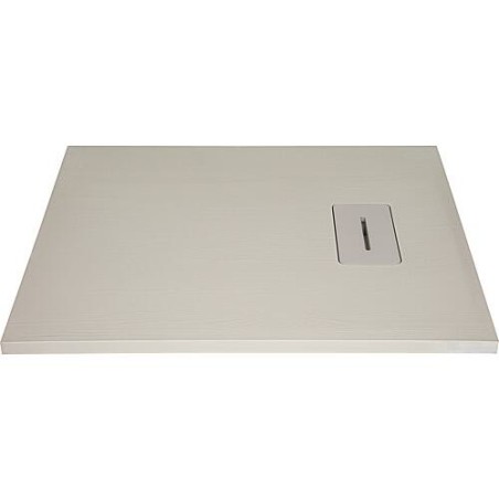 Receveur de douche Lendou 1200 x 35 x 800 mm avec structure en bois fonte minérale beige mat, écoul. 90 mm