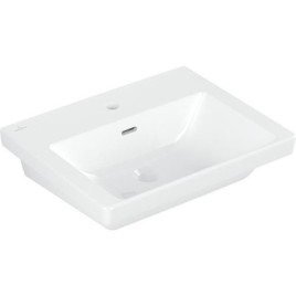 Lavabo Subway 3.0 650 x 470 mm rectangulaire, 1 trou de robinetterie avec trop-plein, blanc alpin