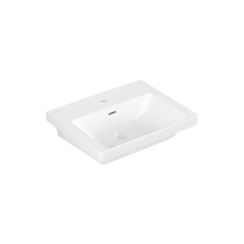 Lavabo Subway 3.0 650 x 470 mm rectangulaire, 1 trou de robinetterie avec trop-plein, blanc alpin