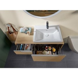 Lavabo Subway 3.0 650 x 470 mm rectangulaire, 1 trou de robinetterie avec trop-plein, blanc alpin