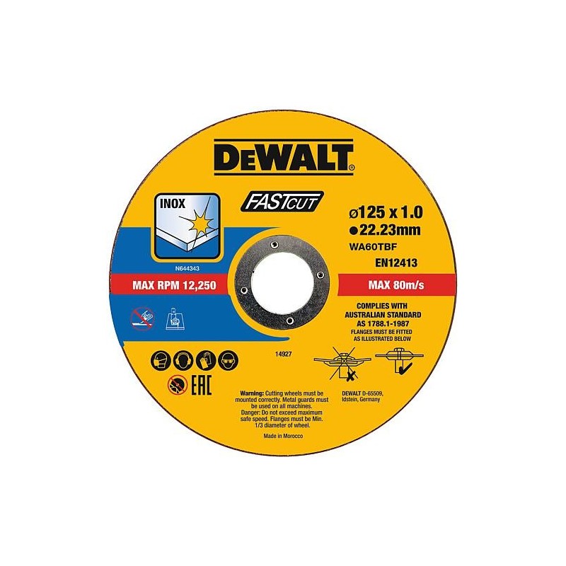 Disque de découpage DeWALT DT20540-QZ 125 x 1 x 22,23 mm , UE 100 pièces