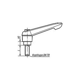 Levier de serrage avec Filetage male M6 x 40 poignee en plastique