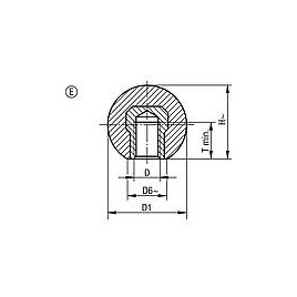 Poignee spherique avec douille filetee Filetagefemelle M 6 Forme E D 25mm ,