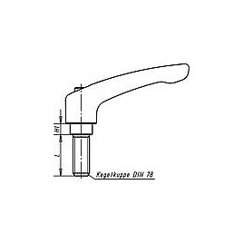 Levier de serrage avec Filetage mâle M 8 x 20 Niro ,