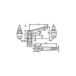 Levier de serrage avec Filetagefemelle M 10 Niro / poignee en plastique ,