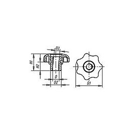 Poignee etoile a serrage rapide filetagefemelle, M 10 1 piece ,