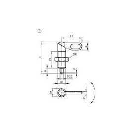 Verrou de surete, forme B poignee non trempee avec ecrou Nirosta M 12  x 6 mm