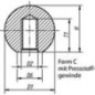 Boule lisse avec filetage plastique femelle M5 forme C, diametre 20 mm