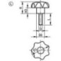 Poignee etoile avec boulon fileté M5 x 20 forme L