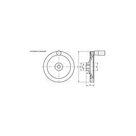 Volant a disque DRM 80 x 10 aluminium, avec poignee et denture,