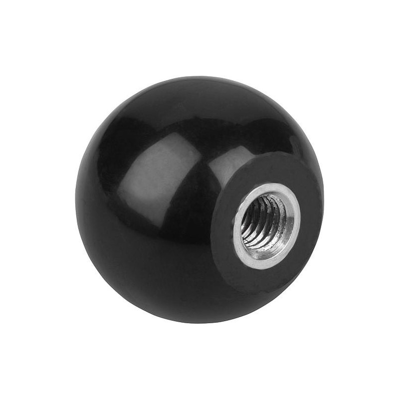 Boule lisse avec étoupe filetée femelle M 6 forme E, diametre 25 mm