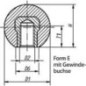 Boule lisse avec étoupe filetée femelle M 6 forme E, diametre 25 mm