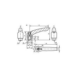 Levier de serrage avec Filetagefemelle M 16 Niro ,