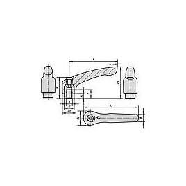 Levier de serrage filetage femelle M10   Nirosta