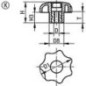 Poignee etoile avec douille taraudée M10 forme K