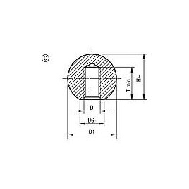 Poignee spherique avec filetage plastique Filetagefemelle M 5 Forme C D 20 mm                                   ,