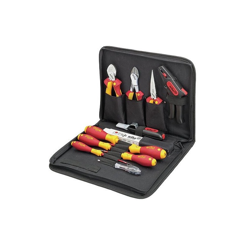 Jeu d’outils d’électricien Wiha® 12 pièces, vec pochette à outils