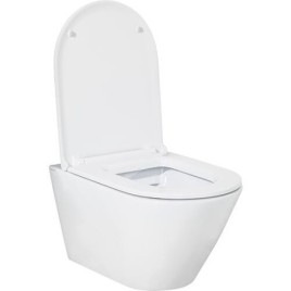 WC suspendu à fond creux Jacui sans bride en céramique, blanc l x H x P : 370 x 340 x 540 mm