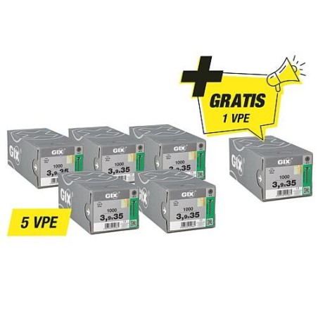 Offre promotionnelle Spax vis à fixation rapide GIX B - composée de : 5 x 94 080 67 + 1 x 94 080 67 gratuit