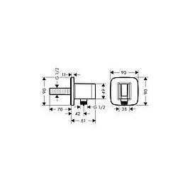 Coude mural Hansgrohe Fixfit Q avec support de douchette DN15 (1/2") chrome