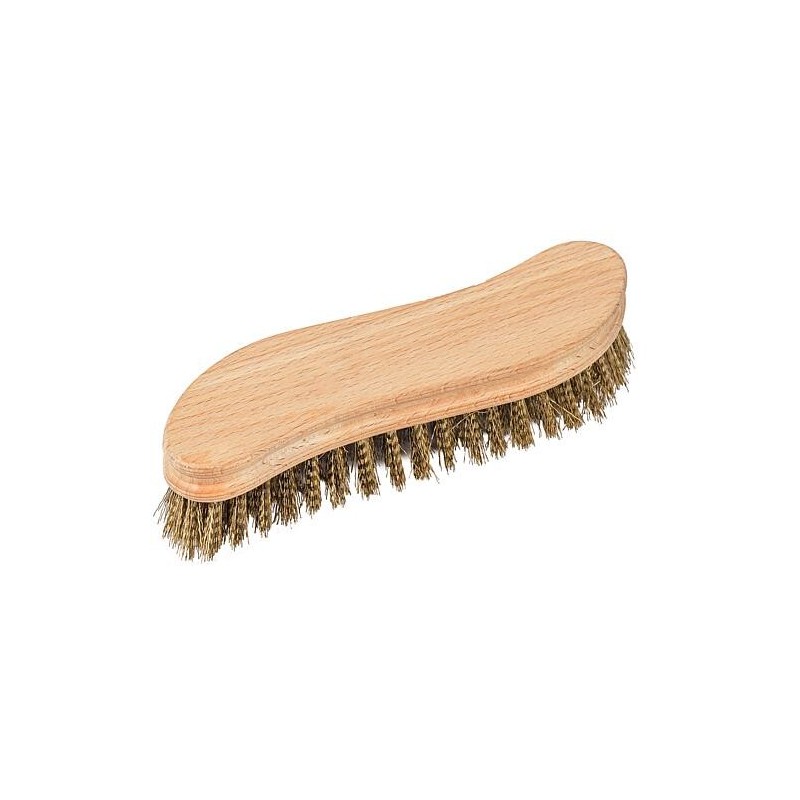 Brosse en laiton, bois, forme S, laiton