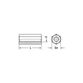 Ecrous 6 pans 3 d haut DIN 6334 zingué galv. M 12 UE : 100