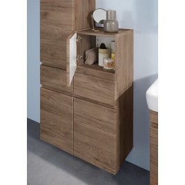 Armoire haute Geberit Renova Plan 2 portes, 1 tiroir, 390x1050x360 mm noyer hickory