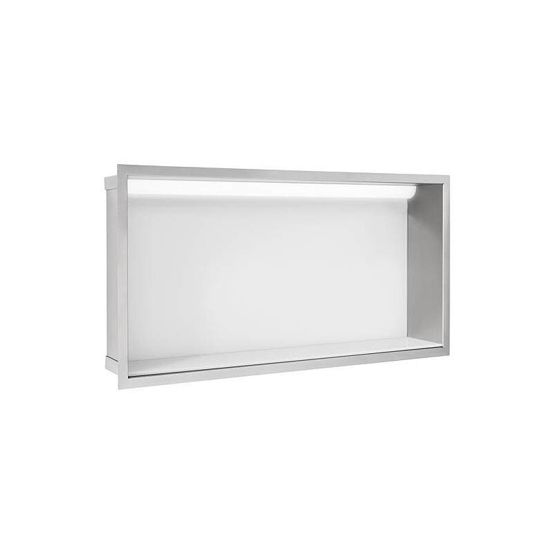 Niche mural avec éclairage LED lxhxp: 624x324x100 mm paroi arrière verre blanc