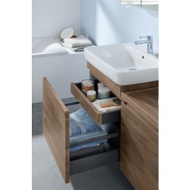 Meuble sous vasque + vasque céramique Geberit Renova Plan 550x616x440 mm Noyer hickory