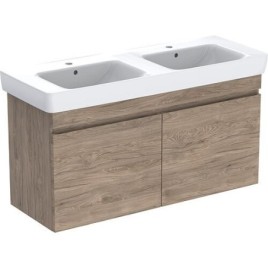 Meuble sous vasque + vasque céramique Geberit Renova Plan 1300x616x480 mm Noyer hickory