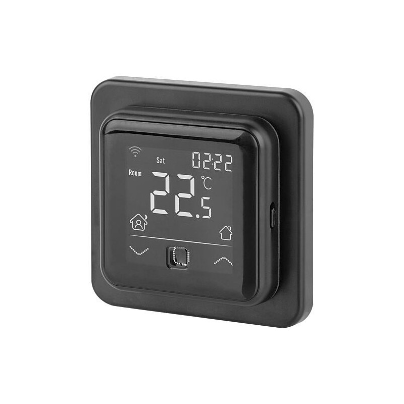 Thermostat d’ambiance numérique encastré C16 Wifi, noir graphite avec capteur de sol