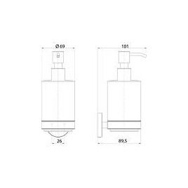 Distributeur de savon emco round, partie en verre satiné, chrome