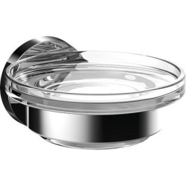 Porte-savon emco round, partie en verre satiné, chrome