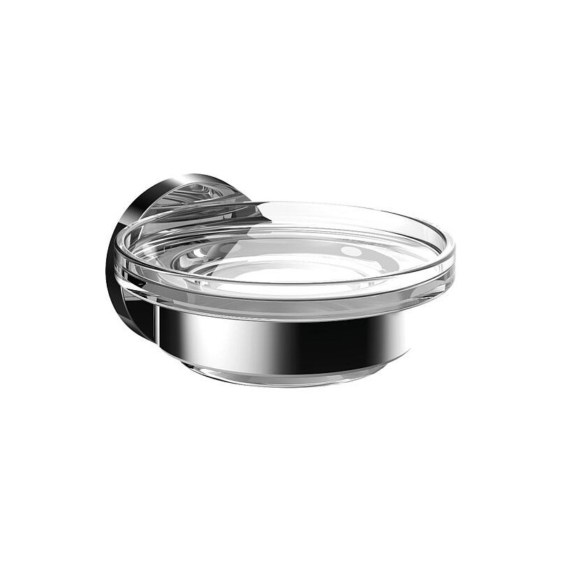 Porte-savon emco round, partie en verre satiné, chrome