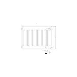 Radiateur profilé PLATTELLA V6 L raccordement standard 6-voies, type 33/600/900, couleur blanc RAL 9016