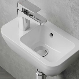 Lave-mains VitrA Integra avec trou robinet 370 x 220 mm HL gauche avec trop-plein blanc