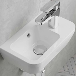 Lave-mains VitrA Integra avec trou robinet 370 x 220 mm HL gauche avec trop-plein blanc