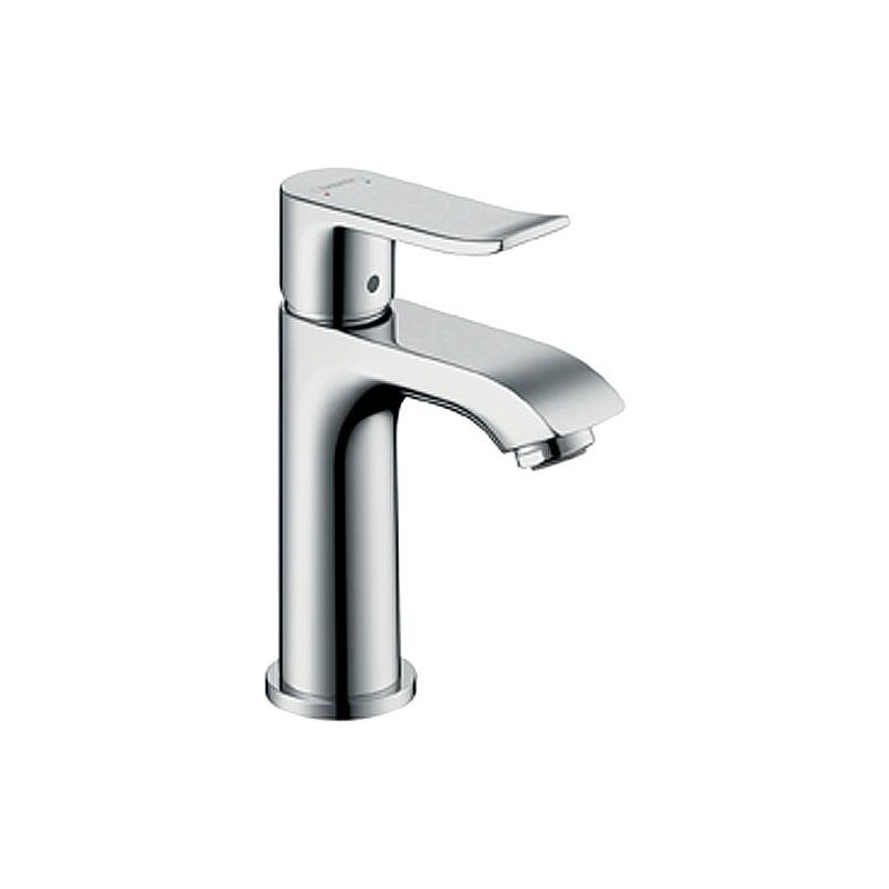 Mitigeur de lavabo Hansgrohe Metris 100 saillie 89 mm chrome sans garniture d’écoulement