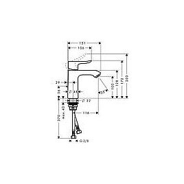 Mitigeur de lavabo Hansgrohe Metris 110 ND, déport 116 mm, chromé