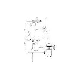 Mitigeur lavabo Ideal Standard Ceraflex, saillie de 144 mm, chromé, sans garniture d’écoulement