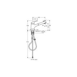 Mitigeur d’évier Hansa Hansamix basse pression tube CU douchette extractible saillie 235 mm chrome