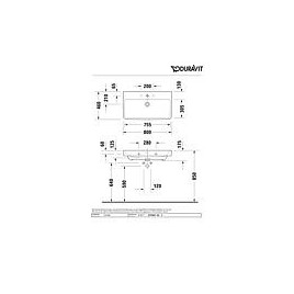 Vasque Duravit No. 1 lxHxP: 800 x 175 x 460 mm, avec trop-plein, avec 1 trou robinet, blanc