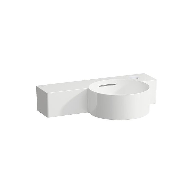 Lave-mains Laufen Val 550x155x315 mm 1 trou robinet droite avec trop-plein. tablette gauche blanche