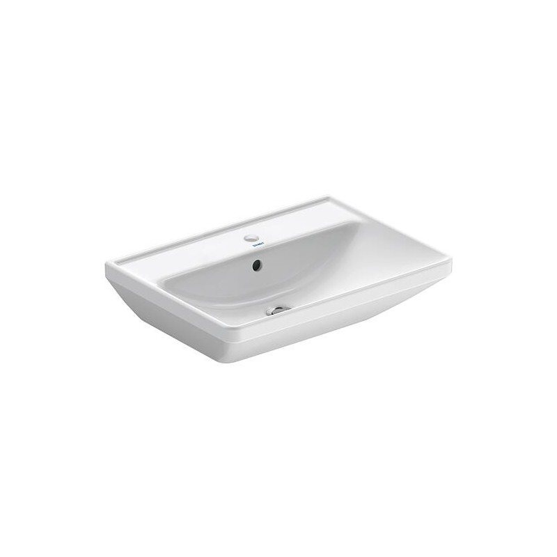 Vasque Duravit D-Neo, l x h x p : 650 x 170 x 440 mm, avec trop-plein, 1 trou robinet au centre, blanc