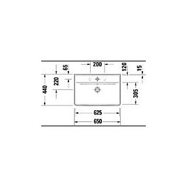 Vasque Duravit D-Neo, l x h x p : 650 x 170 x 440 mm, avec trop-plein, 1 trou robinet au centre, blanc