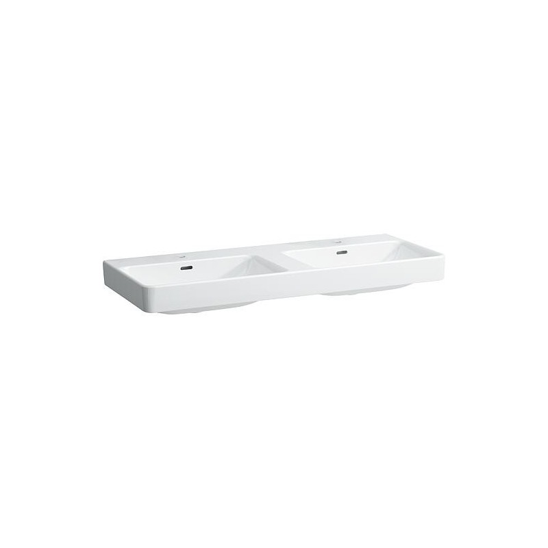 Double vasque Laufen Pro S 1300x175x465 mm 2 trous robinet avec trop-plein blanc